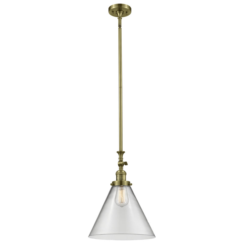 1 - Light Single Pendant, Antique Brass, Seedy, No Bulb Included