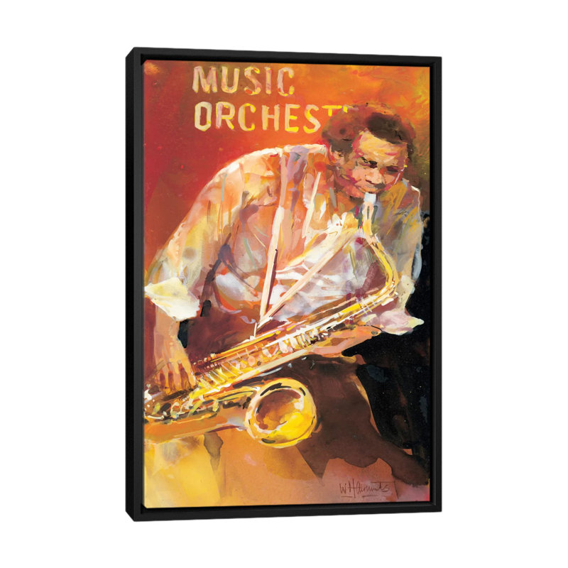 « jazz ii », impression sur toile, H 26 po x l 18 po x P 1,5 po, Toile avec cadre noir, Pas de tapis