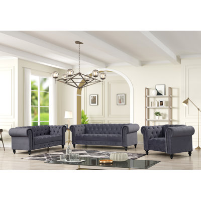 Marvale Gustavs 3 - Piece Velvet Living Room Set