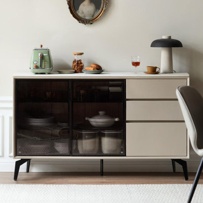 Light Luxury Solid Wood Rock Slab Storage Cabinet