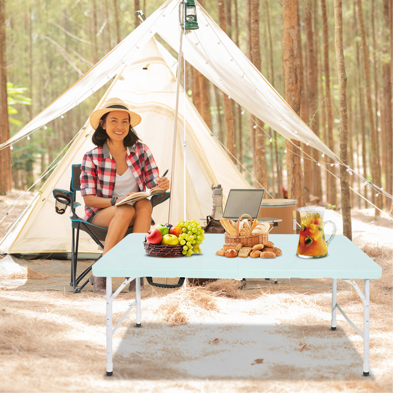 4ft Blue Portable Folding Table Indoor&Outdoor Maximum Weight 135Kg Foldable Table for Camping, Blue