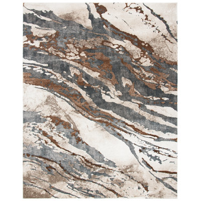 Afrah Abstract Dark Grey/Beige Area Rug