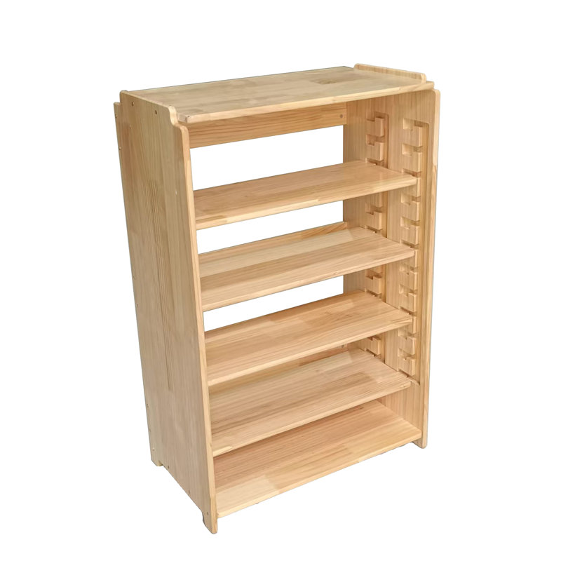 Organisateur de tablettes réglables en bois - Étagère en pin multi-niveaux avec tablettes mobiles et assemblage sans outil, unité de rangement compacte 60 po x 52 po x 30 po cm pour la cuisine, le vestibule, le salon, le bureau