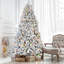 Arbre de Noël floqué avec lumières UL colorées et 36 pommes de pin naturelles-756256758