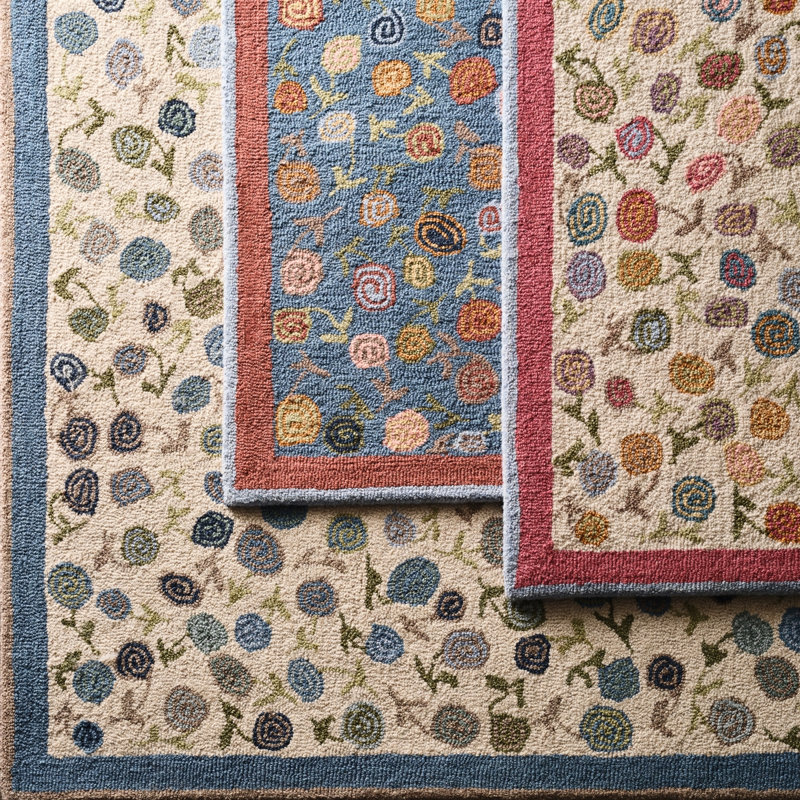 Florals Area Rug, 2'6" x 8', Navy