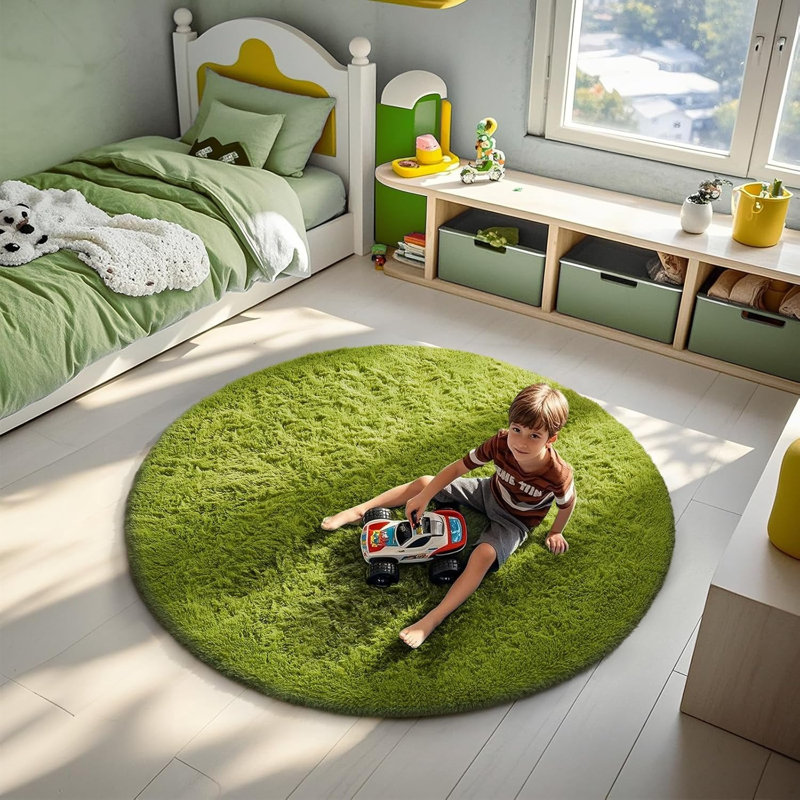 Plush Round Area Rug, Soft Fuzzy Shag Rug for Bedroom Living Room Balcony, Fluffy Carpet for Home Decor, Non-Slip Cozy Decorative Rug.