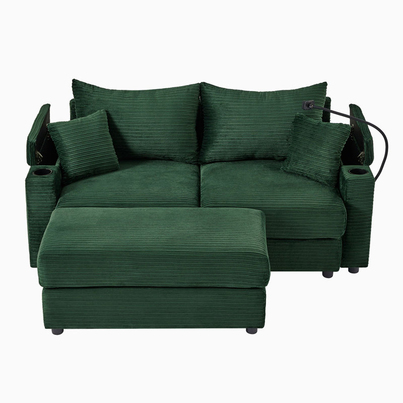Canapé modulaire 72,8 po, Velours côtelé vert