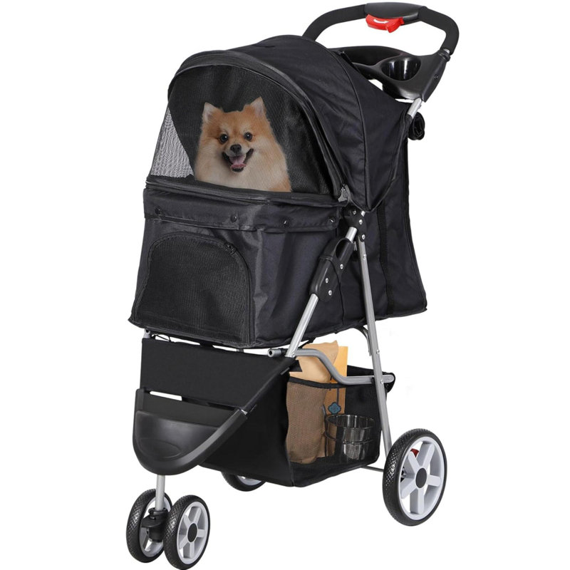 Poussette pliable pour animaux de compagnie pour chats et chiens