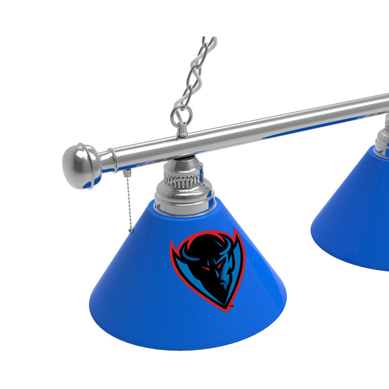 3 - Light Pool Table Lights Pendant, Chrome, DePaul Blue Demons