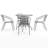 Amlie 31.5" Round Glass Metal Table with 4 Metal Aluminum Slat Stack Chairs-1277366510