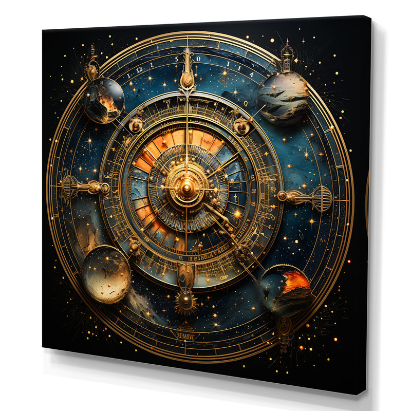 Voyage astrologique II - Astrologie, art mural, Toile tendue, H 16 po x l 16 po x P 1 po