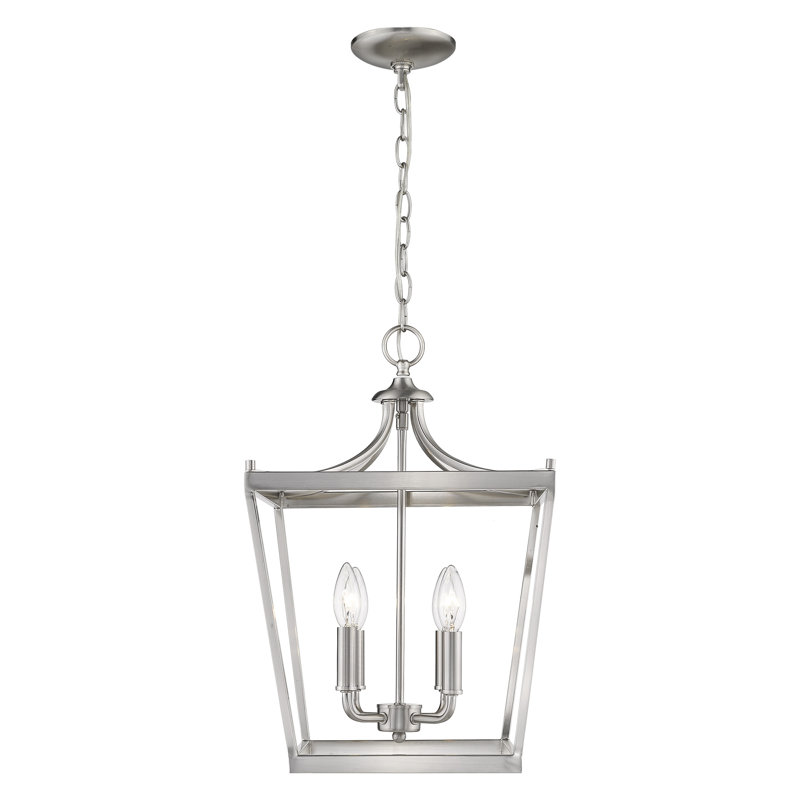 Luminaire suspendu géométrique à 4 lumières Rancourt, Nickel satiné
