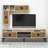 Modern Oak TV Unit with Wall Shelves (2 Pieces) | 100% Melamine Coated Particle Board, TV Unit Dimensions: 70.9 x 20.5 x 13.8 inches, Wall Shelf Dimensions: 10.8 x 33.1 x 7.9 inches | Stylish Design, Wall-Mountable, Ample Storage Space-907637380