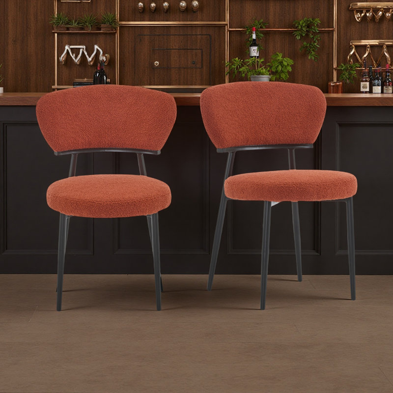 Upholstered Dinning Chair Set Of 2, Orange