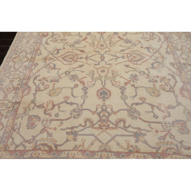 Tapis traditionnel en laine noué à la main ivoire 7 pi 11 po x 10 pi 1 po Nouvelle-Zélande