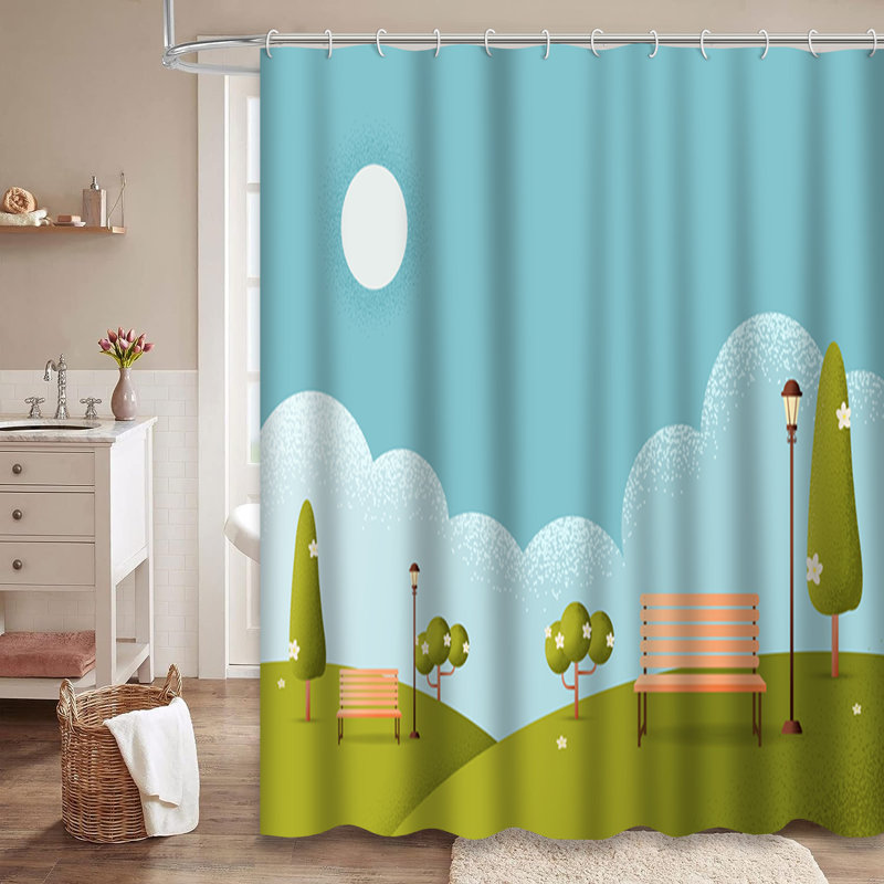 Rideau de douche avec 12 crochets Hello Park, L 72 po x l 72 po