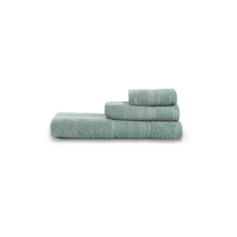 Luxurious 100% Cotton Towel Set (3 Pieces) - Green | Includes 1 Bath Towel (35.4 x 59.1 in), 1 Hand Towel (19.7 x 35.4 in), 1 Wash Towel (11.8 x 19.7 in) | 450 GSM, Soft, Absorbent, Machine Washable, Quick-Drying