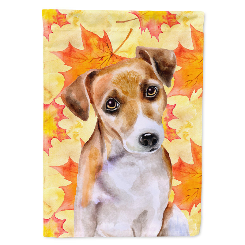 Automne 2 côtés en polyester 15 x 11 po drapeau de jardin, Jack Russell terrier #2