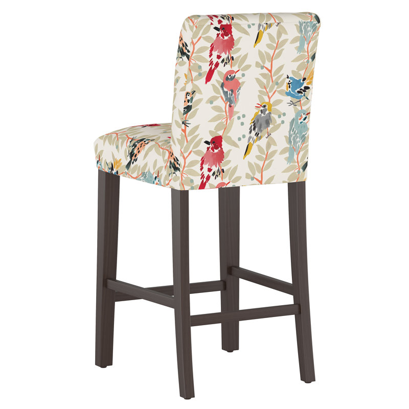 Tabouret de bar et de comptoir Hadrien, Tabouret de bar (siège d'une hauteur de 31 po), Vigne multicolore Avery, Crème