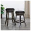 Tabouret de comptoir 24 po gris vieilli avec siège en tissu gris anthracite - Tabouret de cuisine pivotant à 360 ° en bois franc