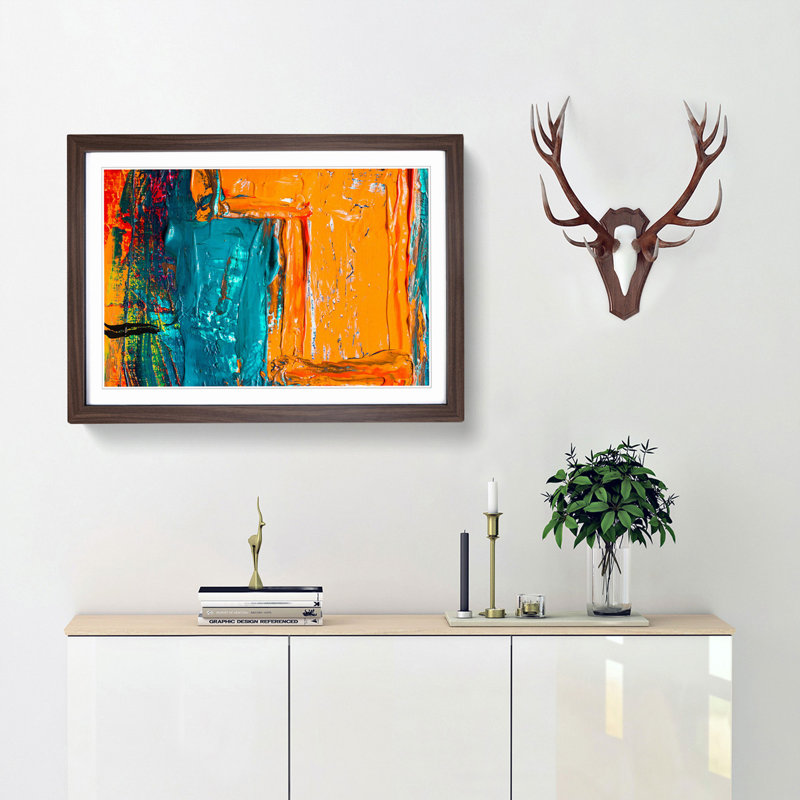 Abstract Art Painting Vol.53 by S.Johnson - Picture Frame Painting Print, Walnut Framed, 62cm H x 87cm W x 2cm D