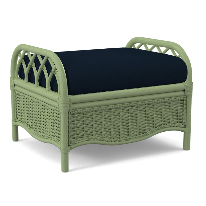 Everglade Ottoman, Celery, White Performance Fabric; 0851-94