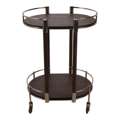 Decorative Rolling Bar Cart with Two Tier Serving Space - Versatile Beverage or Wine Cart for Living Room, Kitchen, or Dining Room Storage - 30"