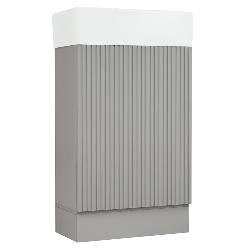 Meuble-lavabo de 18,6 po de largeur avec lavabo, armoire de salle de bain avec tablette à deux niveaux, orientée vers la gauche ou vers la droite