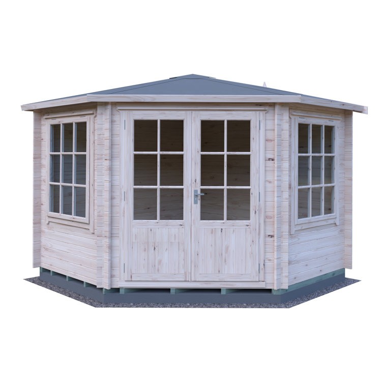 Ardcastle 10 ft x 10 ft 28 mm Corner Log Cabin Installed Including Base