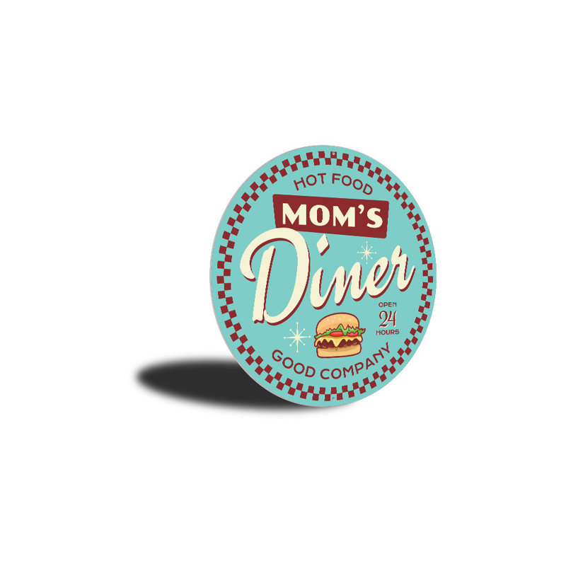 Plaque en aluminium Mom's Diner, H 12 po x l 12 po x P 0,04 po