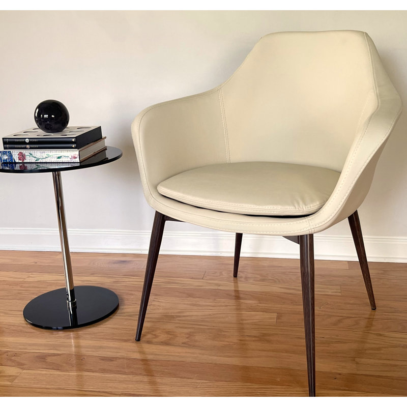 Teegan 19'' H Upholstered Metal Armchair, Wood Veneer, Apricot