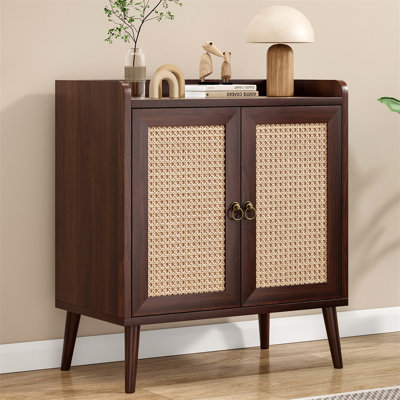 Sideboard Buffet Cabinet With Storage With Rattan Decorated Doors