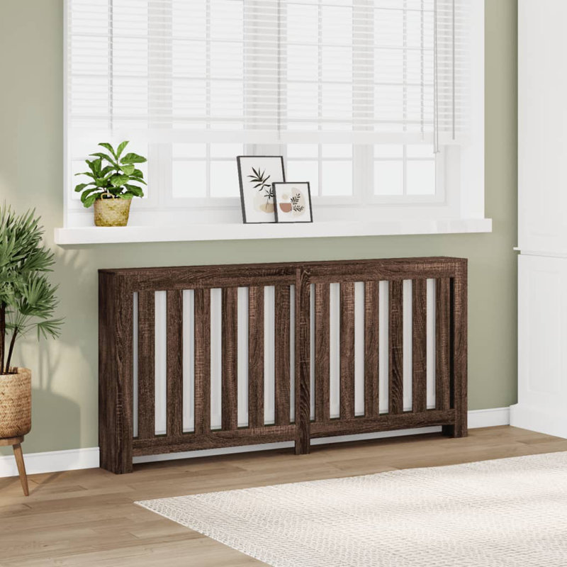 Extra Large Radiator Cover, Brown Oak, 175 x 20 x 82 cm, Vertical Slats