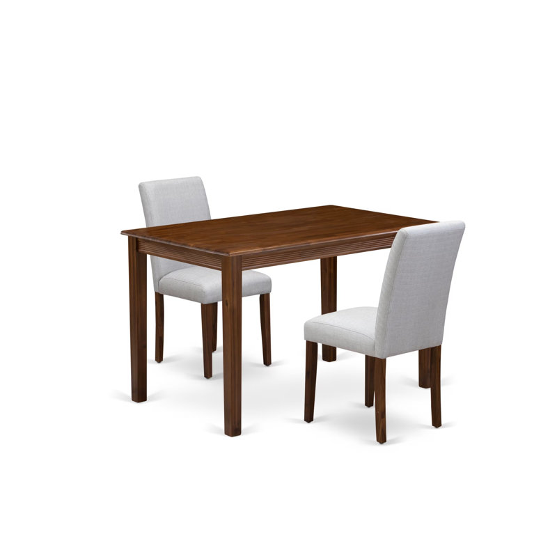 3 Piece Dining Table Set Consist of a Rectangle Kitchen Table and 2 Parson Chairs, Antique Walnut, 35" H x 17" W x 21" D