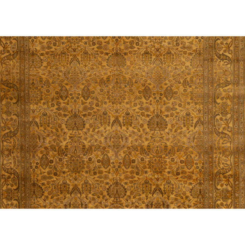 Hand Knotted Wool Area Rug in Gold