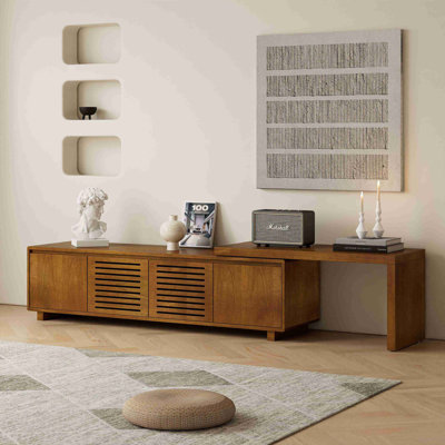 Meuble télé 63 po pour téléviseur de 75 po, meuble télé Mid-Century avec rangement, meuble audio-vidéo Farmhouse | Idée de cadeau