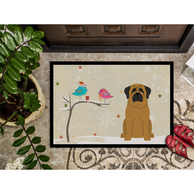 Akintunde Christmas Outdoor Doormat, Brown, Rectangle 2' x 3'