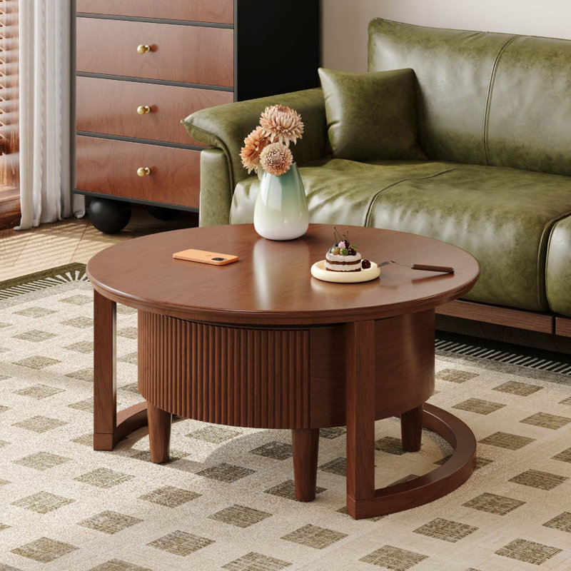 Round Nesting Coffee Table With Drawer