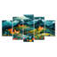 «Blue Red Summer Mountain Village Dream», ensemble d'art mural