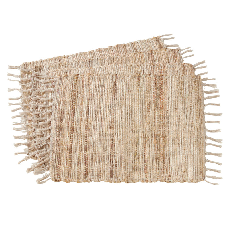 Natural Jute Chindi Braided Rectangle Placemat Set