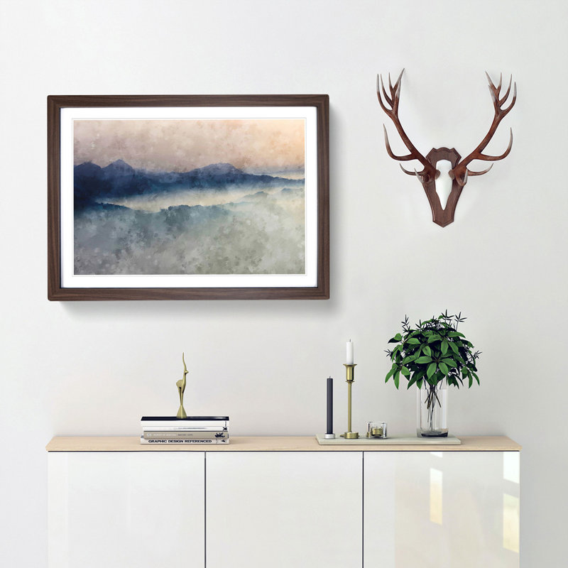 Misty Mountains - Picture Frame Painting Print, Walnut Framed, 45cm H x 63cm W x 2cm D