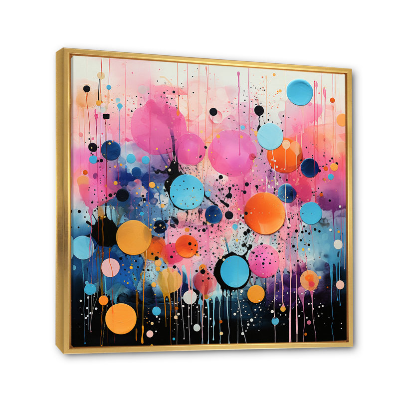" Neon Assemblage I ", 36" H x 36" W x 1.5" D, Gold Floater Framed