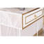 Console blanche avec base en bois et pieds en métal, P 47,72 po x l 13,64 po, H 35,96 po en pieds et base, profondeur 47 po, largeur 14 po, hauteur 35 po