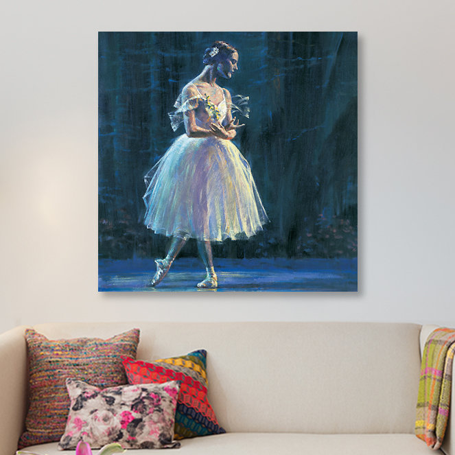« giselle », reproduction d’art sur toile, H 24 po x l 24 po x P 1 po, Papier d'art encadré noir, Blanc