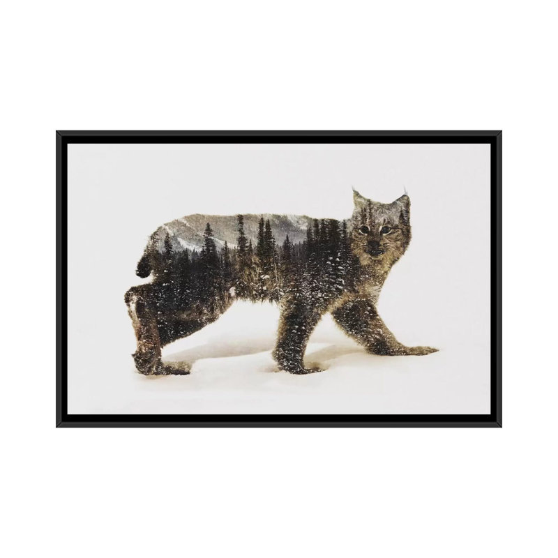 « lynx ii », impression sur toile tendue, H 18 po x l 26 po x P 1,5 po, Toile avec cadre noir, Pas de tapis