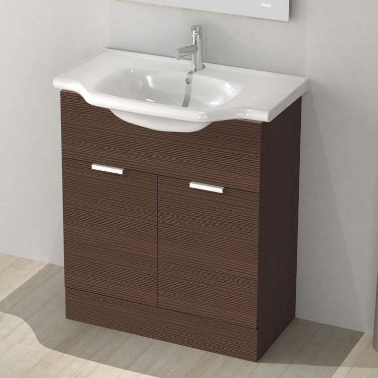 Ensemble de meuble-lavabo simple 32 "New Classic, Mélèze brun
