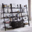 5-Shelf Ladder Bookshelf With 4 Drawers, Space-Saving Leaning Design