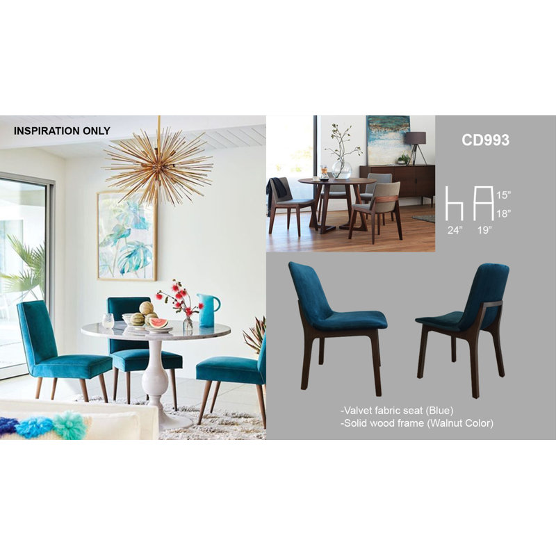 Chaise d’appoint rembourrée en bleu velours Vardy