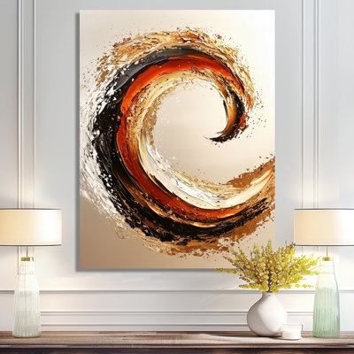 Golden and Red Coastal Waves III - décoration murale nautique en métal, impression métallique bord de mer