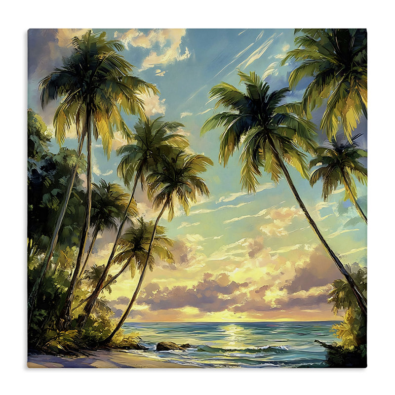 Coucher de soleil sur la plage, art mural sur toile, par LSR Creative Studio, H 30 po x l 30 po